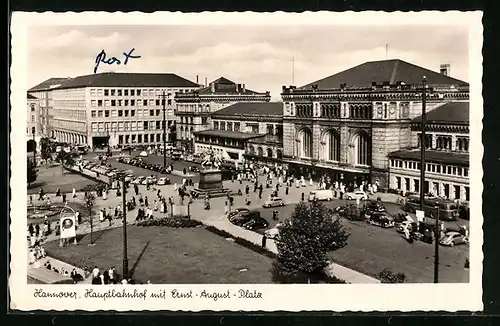AK Hannover, Hauptbahnhof mit Ernst-August-Platz