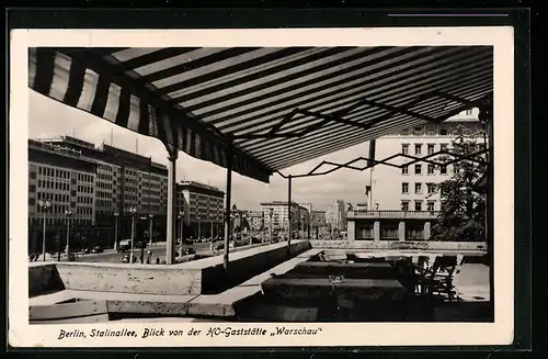 AK Berlin, Stalinallee, Blick von der HO-Gaststätte Warschau