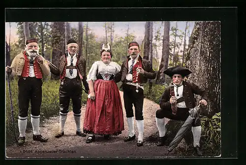 AK Gesellschaft in Appenzeller-Trachten