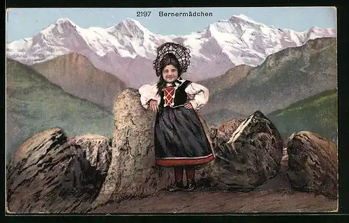 AK Bernermädchen in Tracht