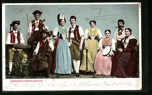 AK Gesellschaft in Appenzeller-Trachten