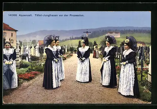 AK Appenzell, Täfeli-Jungfrauen vor der Prozession