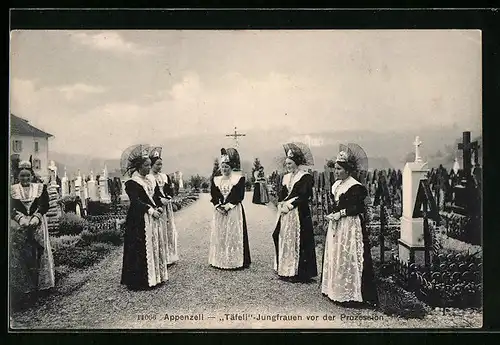 AK Appenzell, Täfeli Jungfrauen vor der Prozession