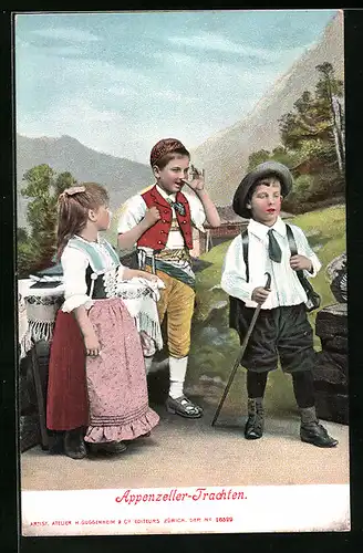 AK Kinder in Appenzeller Trachten