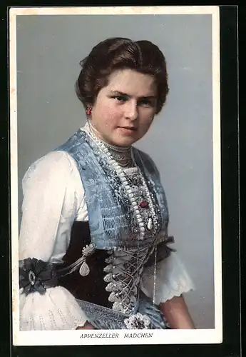 AK Appenzeller Mädchen in Tracht