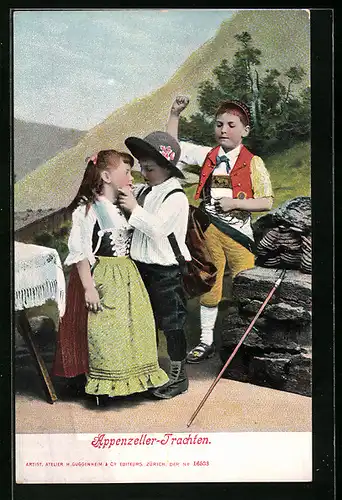 AK Schweizer Kinder in Appenzellertracht