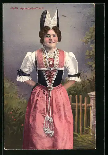 AK Appenzeller-Tracht, Schweizer Dame in Tracht