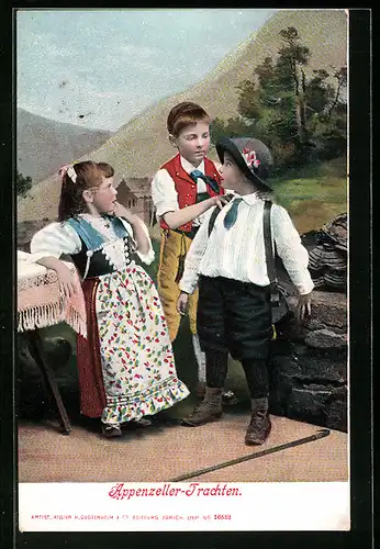 AK Kinder in Appenzeller-Trachten