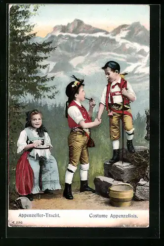 AK Schweizer Kinder in Appenzellertracht