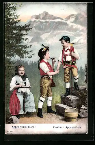 AK Schweizer Kinder in Appenzellertracht