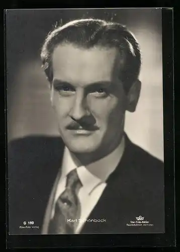 AK Schauspieler Karl Schönbock mit Schnurrbart