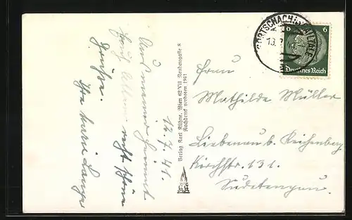 AK Hermagor, Ortspartie mit Kirche