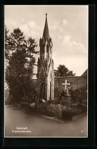 AK Radstadt, Blick auf Friedhofsleuchte