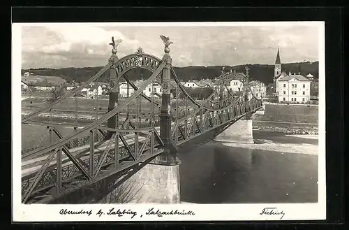 AK Oberndorf b. Salzburg, Blick auf die Salzachbrücke