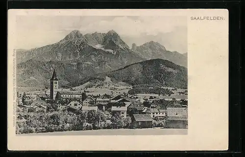 AK Saalfelden, Ortsansicht mit Kirche