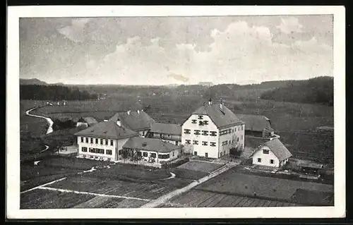 AK Oberalm, Kaiser Franz Josefs Landwirtschafts-Schule mit Umgebung aus der Vogelschau