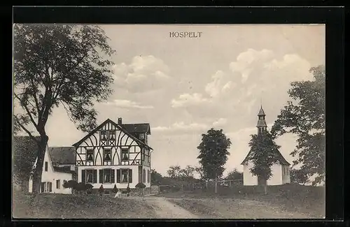 AK Hospelt, Ortsansicht mit Kapelle