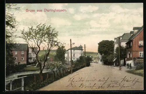 AK Dieringhausen, Strassenpartie am Fluss