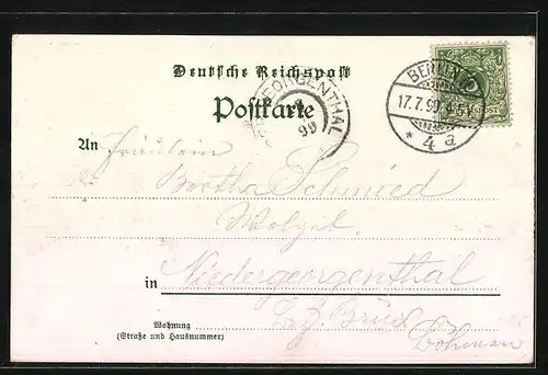 Lithographie Berlin, Partie am Kaiser Wilhelm-Zelt