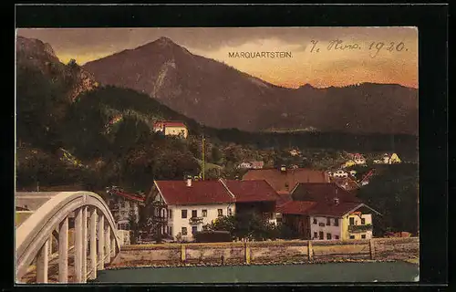 AK Marquartstein, Ortspartie bei Abendlicht