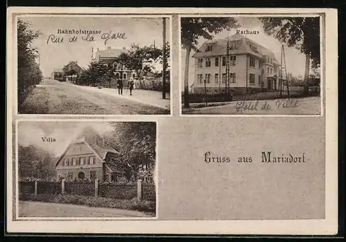 AK Mariadorf, Bahnhofstrasse, Rathaus, Villa