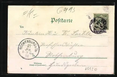 Lithographie Creglingen, Herrgotts-Kirche, Marienaltar