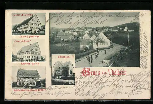 AK Talheim / Vellberg, Gasthaus zum Stern, Schulhaus, Gasthaus zum Ochsen