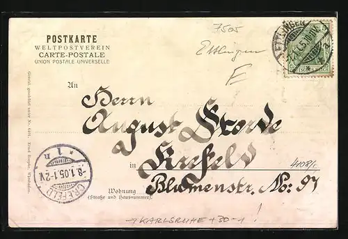 Lithographie Karlsruhe, Grenadierkaserne von 1903 des Badischen Grenadier-Regiments No. 109
