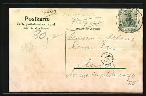 Lithographie Flein, Geschäfte August Wurst und Robert Grauer, Rathaus, Schweinsturm