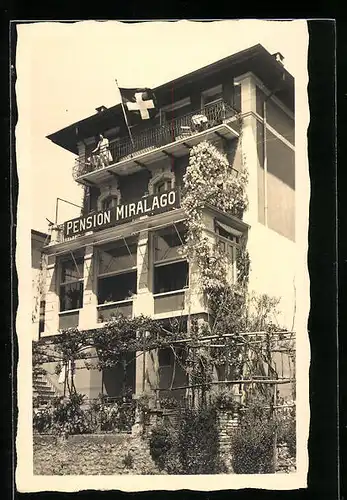 AK Castagnola, Blick auf das Hotel Pension Miralago