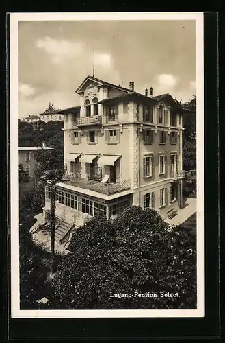 AK Lugano, Blick auf Rüetschi`s Select Pension Villa Florida