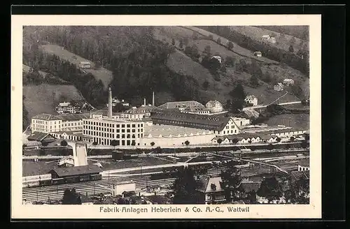 AK Wattwil, Fabrik-Anlagen Heberlein & Co. AG aus der Vogelschau