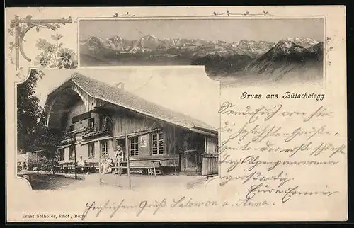 AK Bütschelegg, Alpenpanorama, Gasthaus Wirtschaft Bütschelegg