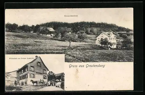 AK Greutensberg, Gesamtansicht, Gasthaus Wirtschaft zur frohen Aussicht