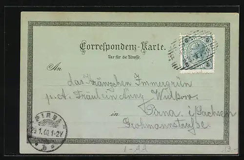 Mondschein-Lithographie Franzensfeste, Ortsansicht mit Bahnhof