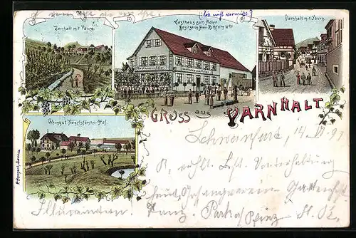 Lithographie Varnhalt, Gasthaus zum Adler, Weingut