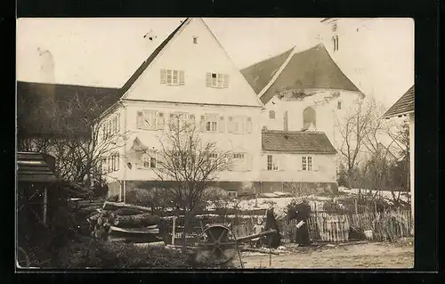 Foto-AK Scherstetten, An der Kirche 1912