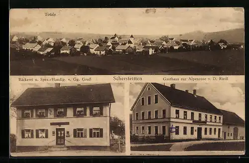 AK Scherstetten, Gasthaus zur Alpenrose v. D. Riedl, Bäckerei und Spez.-Handlg v. Gg. Gross, Totalansicht