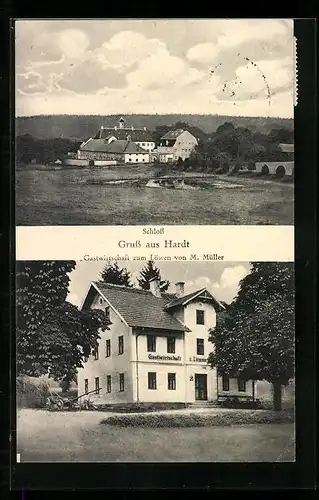 AK Hardt /Grossaitingen, Schloss, Gastwirtschaft zum Löwen von M. Müller