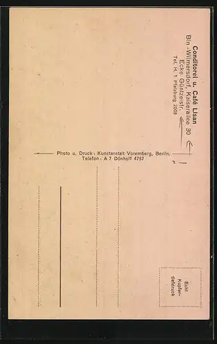 AK Berlin-Wilmersdorf, Conditorei u. Café Lisan, Kaiserallee 30, Ecke Güntzelstrasse