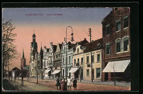 AK Euskirchen, Cölnerstrasse mit Kirche
