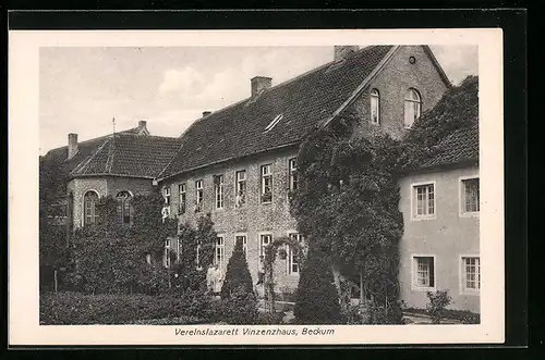 AK Beckum, Vereinslazarett Vinzenzhaus, Gartenansicht