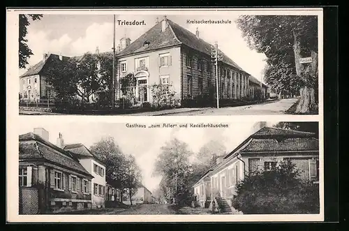 AK Triesdorf, Kreisackerbauschule, Gasthaus zum Adler und Kavalierhäuschen