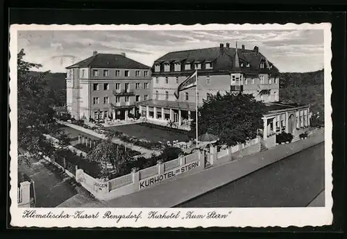 AK Rengsdorf, Kurhotel Zum Stern mit Garten und Strasse aus der Vogelschau