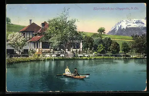 AK Gloggnitz, Gasthof Siernteich mit Bootspartie