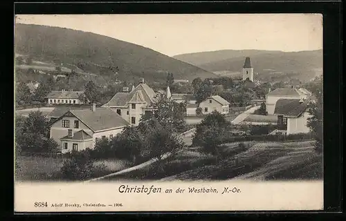 AK Christofen /Westbahn, Ortsansicht mit Umgebung