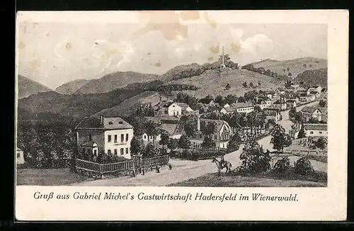 Künstler-AK Hadersfeld /Wienerwald, Ortspartie mit Gabriel Michels Gasthaus