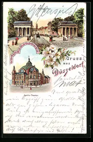 Lithographie Düsseldorf, Ratinger-Tor und Apollo-Theater