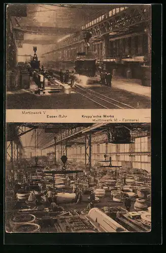 AK Essen /Ruhr, Kruppsche Werke, Martinwerk V, Martinwerk VI, Formerei