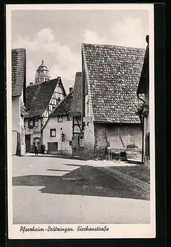 AK Pforzheim-Brötzingen, Partie in der Kirchenstrasse